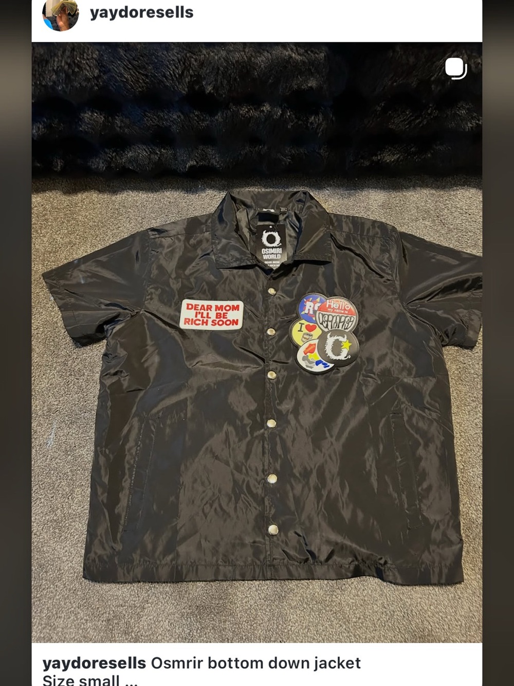 OSMAN Black Short-Sleeve Patch Button-Down Jacket